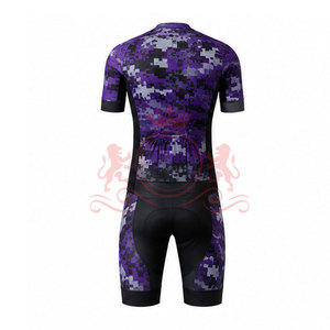 Ensemble maillot et short de cyclisme pour homme, couleur violette, manches courtes, fermeture éclair sur le devant, uniforme de cyclisme pour adultes - Product Image 2