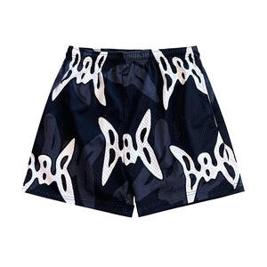 <b>Men's</b> <b>Red</b> Basketball <b>Shorts</b> With White And Navy Lightning Pattern Sublimation Print Drawstring Waist Casual Style - Product Image 5