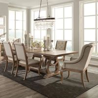 Modernes Massives Teakholz Langlebiges Ausziehbares Esszimmer-Set 7 Stühle Solide Rückenlehne Umweltfreundliche Wohnmöbel für Hotel/Villa-Nutzung