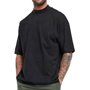 T-shirt unisexe streetwear grande taille 100% coton tricoté avec logo personnalisable sur le devant, style vintage et coupe oversize - Product Image 2