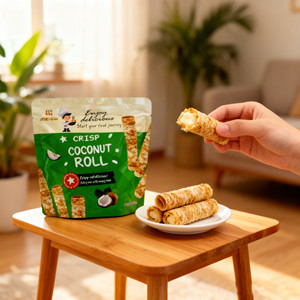 Blessed Harvest - Rollos Crujientes de Coco Dulce 50g - Bocadillo de Pastel de Coco Crujiente - Product Image 1