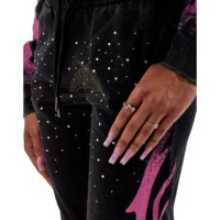Pantalon de survêtement d'hiver empilé pour filles, en molleton bouclette lourd 350 GSM, style streetwear, avec patchs vieillis et strass, 100% biologique, collection 2026
