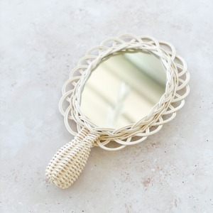 Fleur vintage petit miroir compact beau rotin maquillage miroirs à main pour bébé filles enfants enfants - Product Image 4