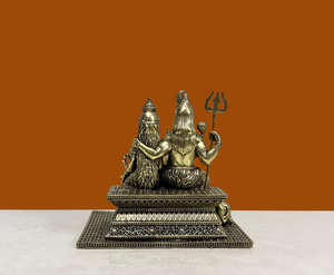 Handcrafted Brass Shiv Parivar <b>Statue</b> with Nandi | Wax Casting Shiva Family Idol for Home Temple Decor Diwali Tabletop - Product Image 2