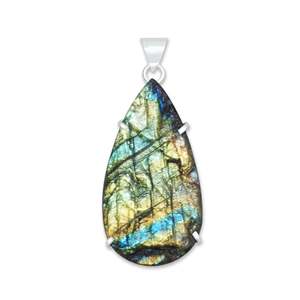 Natural Raw Pendant <b>Necklace</b> <b>Silver</b> Plated <b>Necklace</b> Birthstones Jewelry Raw Labradorite Crystal Trendy Unisex Pendant <b>Necklace</b> - Product Image 2