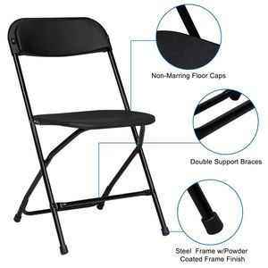 Sedia Pieghevole Classica da Giardino Nera, Set da 10 Pezzi, in Plastica Stampata a Iniezione, Resistente ed Elegante - Product Image 4