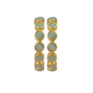 ต่างหูห่วงสแตนเลสชุบทองคำแท้ ป้องกันการหมองคล้ำ ดีไซน์เรียบหรู ทันสมัย ประดับด้วยพลอยอะเมโซไนต์ธรรมชาติ ทำด้วยมือ - Product Image 4