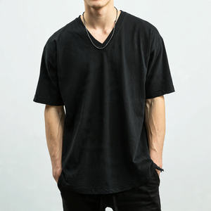 Camisetas de Cuello en V Extra Grandes de Alta Calidad para Hombre, 100% Algodón, Manga Corta, Ligeras, Camiseta de Moda con Cuello en V para Hombre - Product Image 2