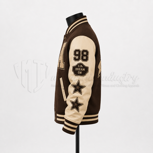 Men’s Varsity <b>Jacket</b> Custom Letterman <b>Jacket</b> Wool Body PU Leather Sleeves Snap Button Baseball Bomber <b>Jacket</b> - Product Image 5