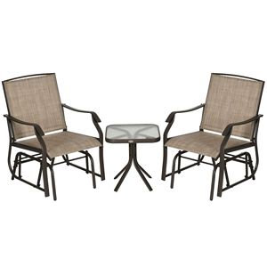 Set Bistrot da Esterno 3 Pezzi con Tavolino e 2 Sedie a Dondolo Traspiranti con Vetro per Ospedali - Product Image 1