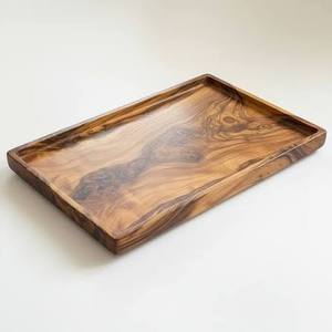 Bandeja Rectangular Clásica y Duradera de Madera y Resina para Servir Desayuno, Té, Café, Comida y Bocadillos - Ideal para Bodas - Product Image 1