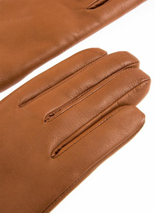 Brown Leather Touchscreen <b>Gloves</b> Fur Cuff Wrist Thermal Winter Daily Outdoor Wear Fashion Soft Eco-Friendly - Product Image 6