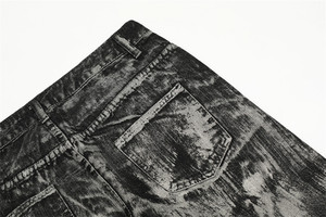 Pantalon cargo noir délavé avec poches zippées, coupe ample, taille mi-haute, longueur intégrale, en tissu de coton tissé, style hip-hop - Product Image 4