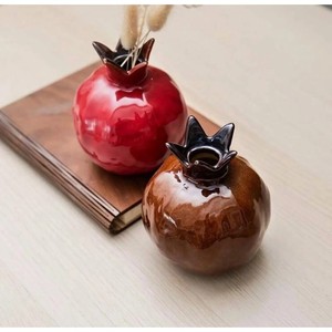 Assured Quality <b>Ceramic</b> Pomegranate <b>Vase</b> Glazed Red Modern Tabletop Decor 4-8 Inches - Product Image 6