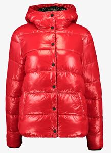 Chaqueta Acolchada de Invierno Color Rojo Talla Grande con Capucha, Chaqueta de Plumón de Algodón para Mujer - Product Image 2