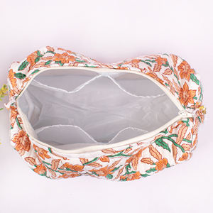 Handmade Eco-Friendly Cotton Toiletries <b>Bag</b> Zipper Closure Large Capacity Lightweight Cosmetic Pouch Bohemian Fashionable Prints - Product Image 5