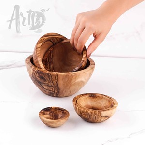 ชุดชามไม้มะกอกทำมือขายส่ง |   งานฝีมือจากเมืองโมราบาดะบัด - Product Image 1