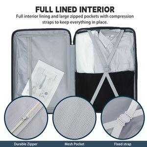 Set di Valigie Rigide da Viaggio in 3 Pezzi con Doppie Ruote Girevoli e Serratura TSA, Valigie con Ruote di Grande Capacità per Viaggi in Famiglia - Product Image 4