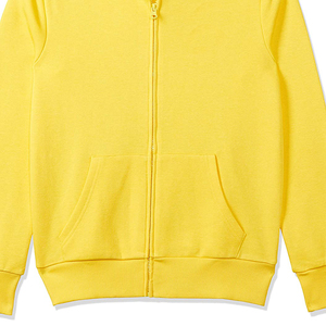 Yellow Hooded Zip-Up Sweatshirt Unisex Regular Fit Casual Solid Color Knitted Fabric Autumn Wear - Product Image 5