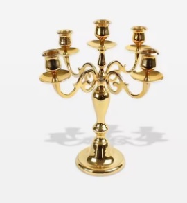 Candélabre de luxe doré à 5 bras pour décorations de sol, idéal pour mariages et événements élégants - Product Image 2