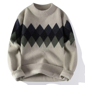 Pull en coton mélangé respirant pour homme, style classique automne, doublure en laine, logo frontal, doux, confortable, tenue décontractée élégante - Product Image 6