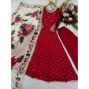 Conjunto de traje elegante Anarkali con Pent y Dupatta para mujer - Product Image 3