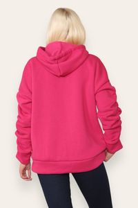 Sudadera con Capucha Rosa de Forro Polar para Mujer al por Mayor, Sudadera Oversize con Logo Personalizado, Ropa Casual de Invierno, Sudaderas con Capucha para Mujer - Product Image 3