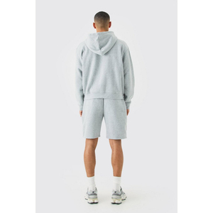 Conjunto Deportivo de Hombre con Capucha, Color Azul Claro, de Algodón, con Cierre Completo, Pantalones Cortos, Estilo Casual, Transpirable, Holgado, para Verano - Product Image 2