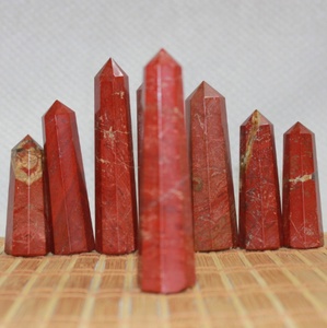 Tour de cristal de jaspe rouge poli en forme de crayon, objet de collection d'art Feng Shui - Product Image 3