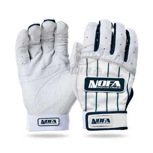 Guantes de Bateo Acolchados de Cuero Negro/Blanco de Marca Personalizada, Cierre de Hebilla Ambidiestro, Transpirables, para Entrenamiento de Béisbol, Unisex para Adultos - Product Image 1