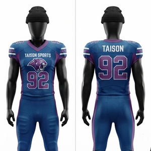 <b>Men</b> American Football Uniform Premium Quality Material Polyester <b>Mesh</b> 220 Grams Blue for Side Panel Custom Sublimated Logo - Product Image 1