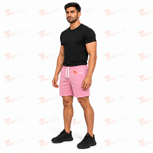 <b>Men's</b> Pink <b>Mesh</b> Bermuda <b>Shorts</b> Mid Waist Drawstring Breathable Casual Athletic Solid Color Front Logo <b>Men</b> <b>Mesh</b> <b>Shorts</b> - Product Image 2
