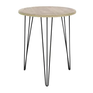 Table basse ronde industrielle en métal, table de rangement avec plateau en bois et structure en acier, mobilier de salon facile à assembler pour la maison - Product Image 6