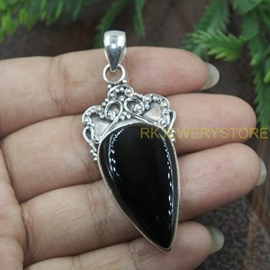 Black Onyx Pendant 925 Sterling Silver Handmade Vintage Boho Arrow Shape Gemstone <b>Jewelry</b> Women Men Gift Necklace for <b>Sister</b> Mom - Product Image 4
