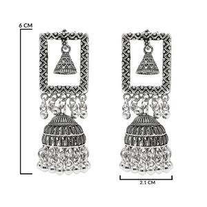 Pendientes Colgantes Estilo Afgano Oxidados Plateados - Aros de Araña Vintage de Aleación de Zinc, Regalo - Product Image 3
