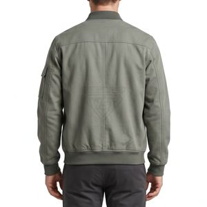 Sage Green <b>Flight</b> Outerwear Bomber <b>Jacket</b> Zippered Sleeve Utility Pocket Rib Knit Trim Zip Up Casual <b>Jackets</b> - Product Image 2