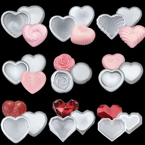 AK 3D Heart Shaped Epoxy Resin Silicone Mold For Soap Valentine Candle Fondant Molds