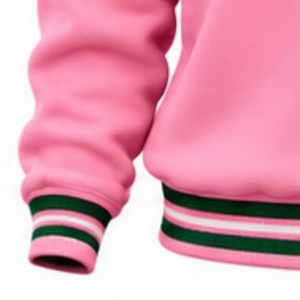 Sudadera Rosa de Punto Acanalado para Mujer con Gráfico de Letras 'Sisterhood' y Patrón de Corazones, Cuello Redondo, Manga Larga, Estilo Casual, Personalizable para Damas - Product Image 3