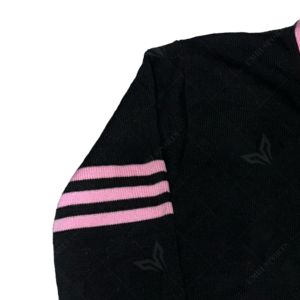 Cárdigan de punto personalizado al por mayor con bordado, estilo universitario, para mujer, informal, de cuello alto largo, con bloques de color, uniforme de punto. - Product Image 6