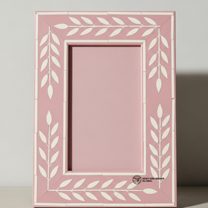 Luna Floral Bone Inlay <b>Photo</b> <b>Frame</b> in <b>Pink</b> Finish Handmade <b>Pink</b> Bone Inlay Decorative Picture <b>Frame</b> - Product Image 5