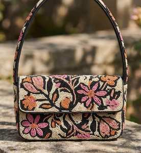 New Collection <b>Seed</b> Beaded Clutch Bag Premium Embroidered Floral Pattern Beaded Modern Party Wedding Shoulder Bag Crossbody Bag - Product Image 3