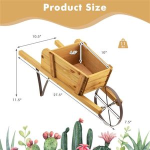 Carriola in Legno 2-in-1 con Fioriera e 9 Accessori Magnetici per Giardino e Cortile, Fornitura Perfetta per il Tuo Spazio Esterno - Product Image 4