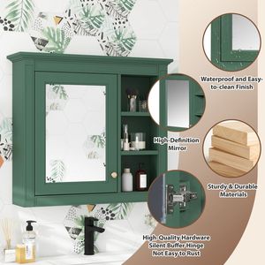 Moderno Armadietto da Bagno a Parete 30 X 28 con Specchio Portamedicinali, Specchi da Bagno Premium - Product Image 5