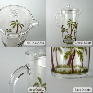 [Holar] Pichet en plastique incassable de 73 oz, motif palmier tropical unique, fabriqué à Taïwan, pour restaurants, hôtels, bord de mer - Product Image 4
