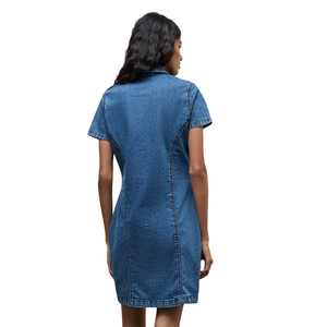 Robe en jean décontractée pour femmes avec boutons, qualité supérieure, fabrication OEM ODM directe d'usine - Product Image 2