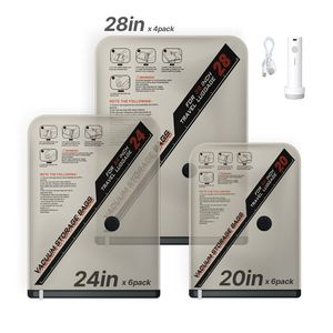 Paquete de 16 Bolsas de Almacenamiento al Vacío para Ropa, Ahorro de Espacio con Doble Cierre, Material de PC Grueso, Incluye Bomba y Cable de Carga - Product Image 1