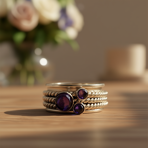 Amethyst <b>Spinner</b> <b>Ring</b> 9.6 Grams Elegant Watch <b>Ring</b> Accessory - Product Image 3