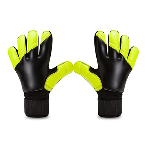 Football Goalkeeper Gloves Black Neon Yellow PU Leather Non-Slip <b>Finger</b> Protection Adjustable Wrist <b>Strap</b> Unisex Sports Gear - Product Image 1