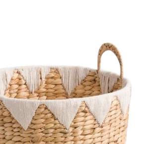 Panier rustique en jacinthe d'eau tressé à la main, panier de rangement polyvalent avec motif, organisateur naturel écologique artisanal - Product Image 2