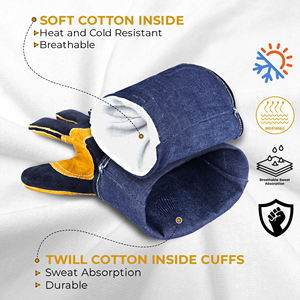 Guantes de Soldadura Resistentes al Aceite e Impermeables, Palma de Cuero Sintético, para Fusión de Tuberías, Fontanería Subacuática, Mantenimiento Industrial - Product Image 4